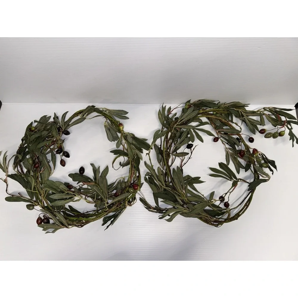 Lot of 2 6ft + Olive Branch Garlands Artificial Olive Tree Farmhouse Decor Wine